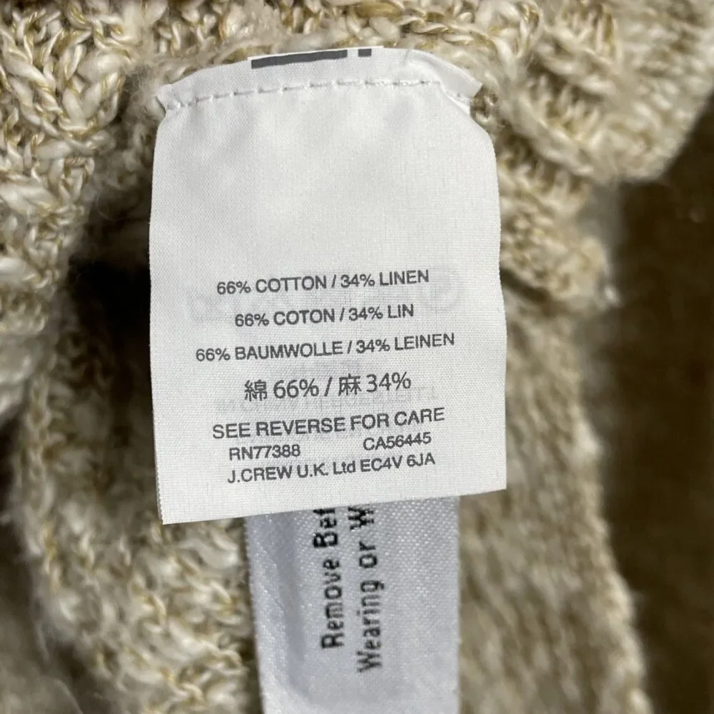 J.Crew Women's Linen Blend Oversized Sweater Beige Size Medium Preppy Casual